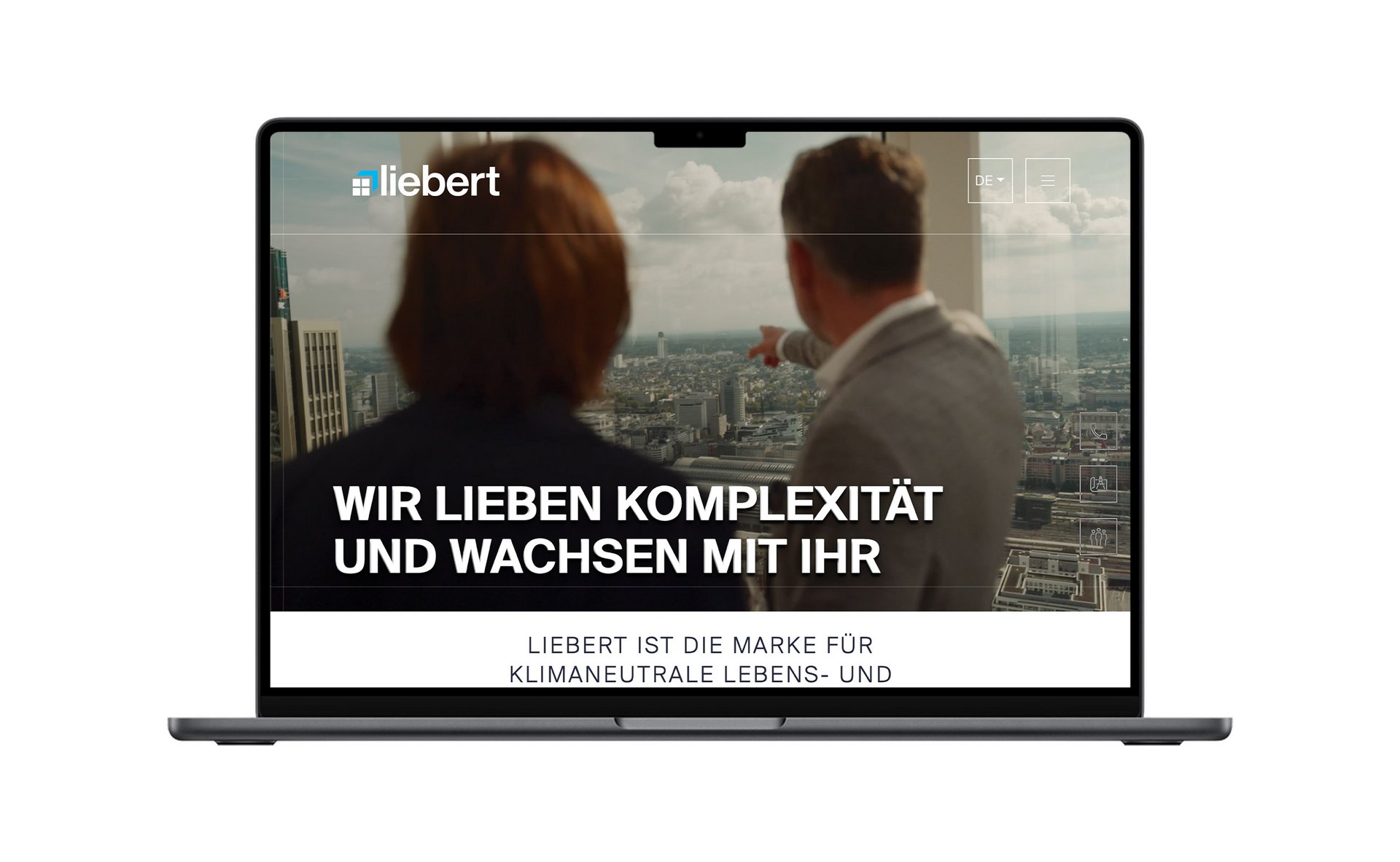 Liebert Website auf einem Laptop