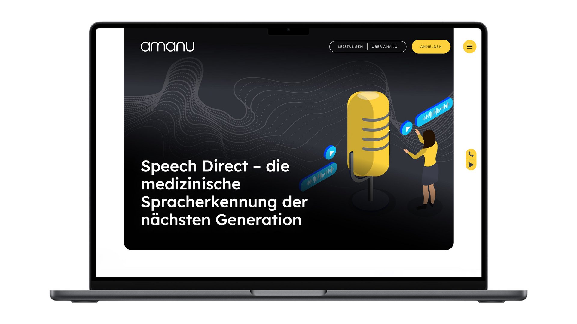 amanu Website auf einem Laptop