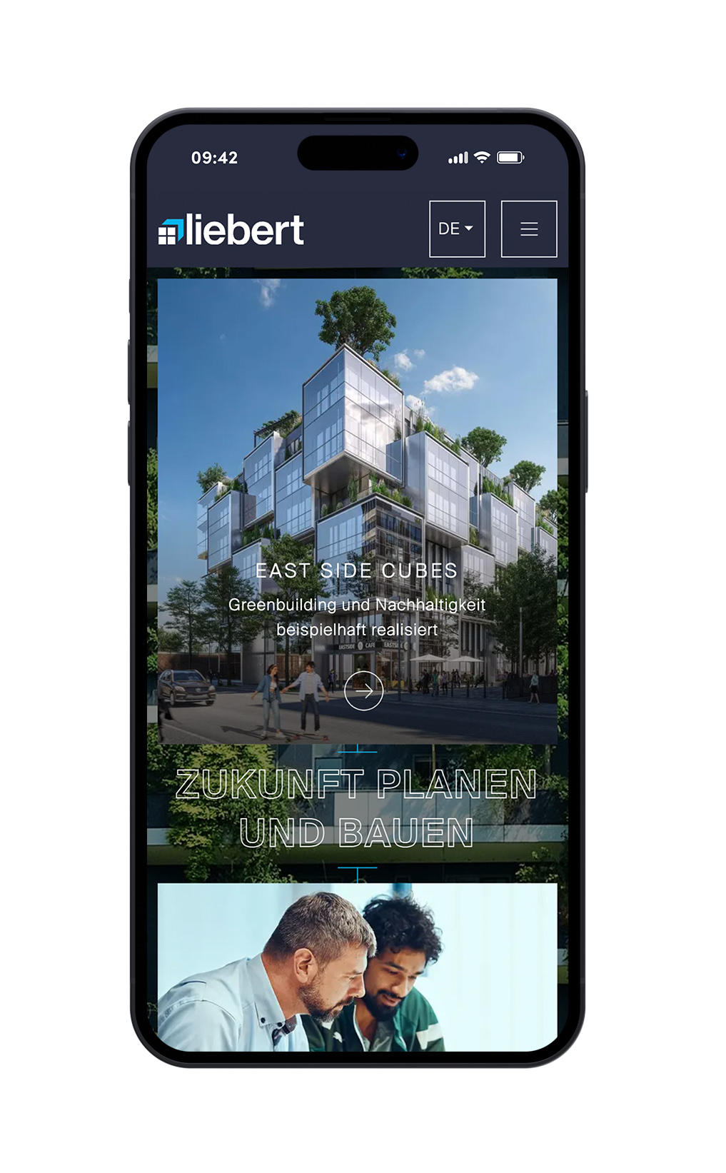 Liebert Website auf einem Handy