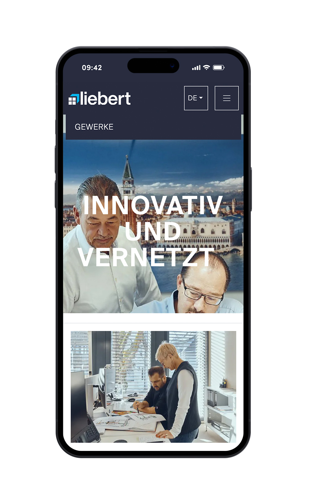 Liebert Website auf einem Handy