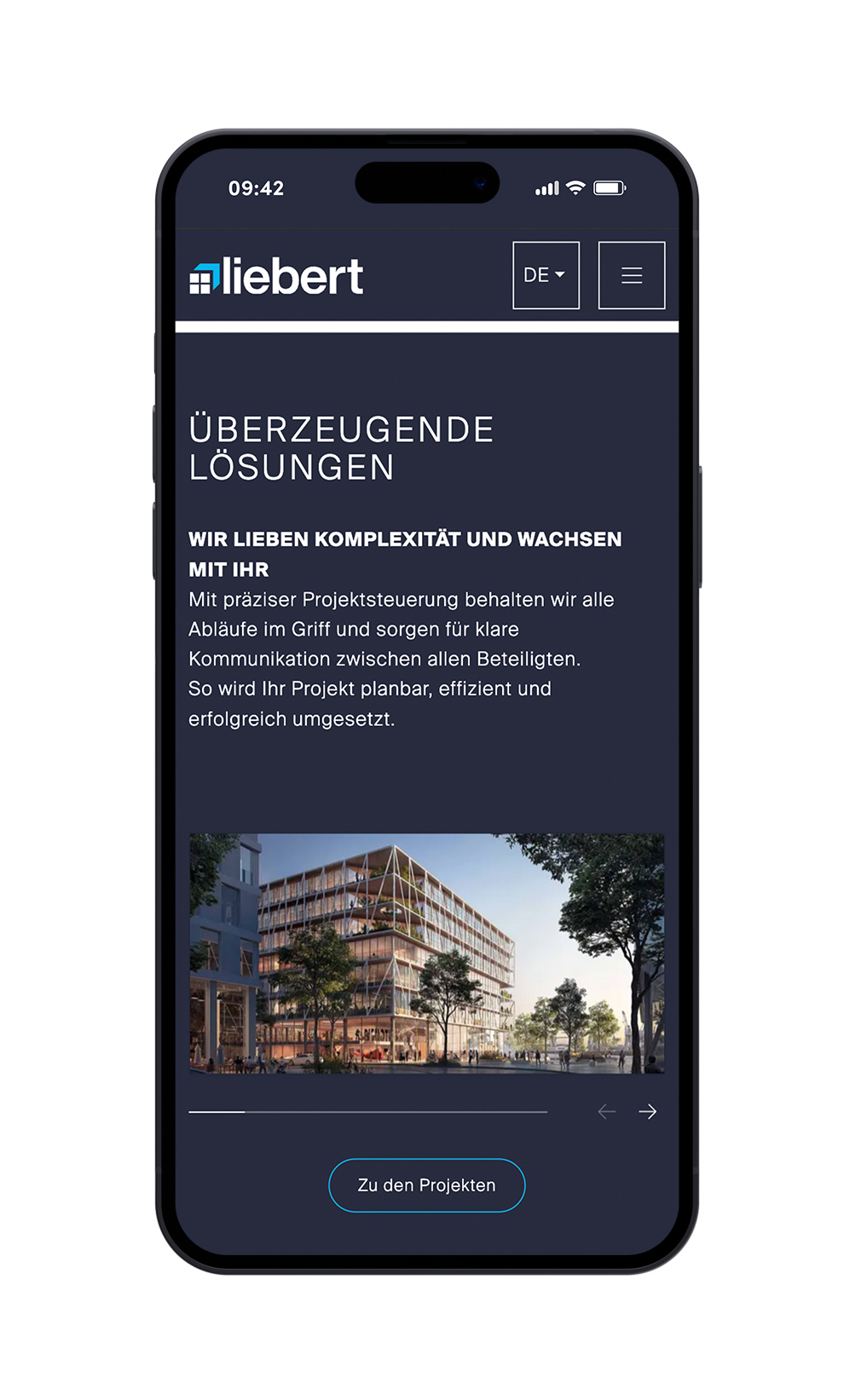 Liebert Website auf einem Handy