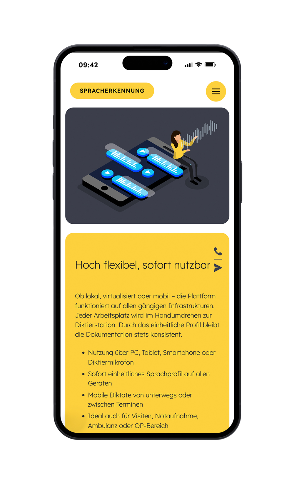 amanu Website auf einem Handy