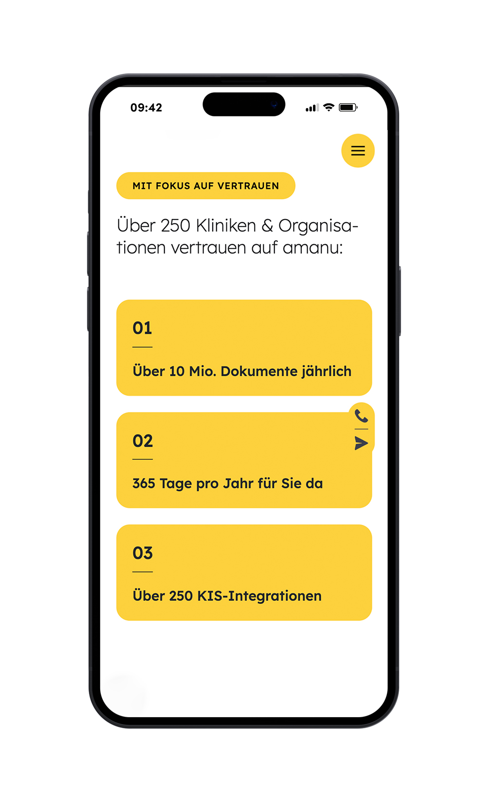 amanu Website auf einem Handy